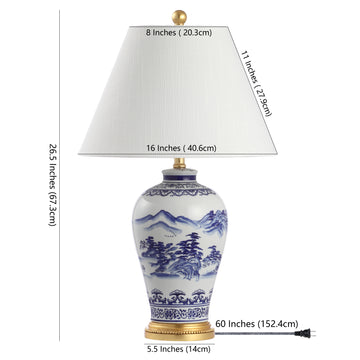Zhou 26.5" Ceramic/Iron Traditional Cottage LED Table Lamp - JONATHAN Y